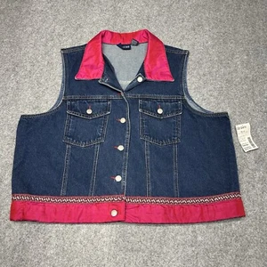 New Baccini Women's Western Button Up Denim Vest Blue Size 22/24W Pockets - Picture 1 of 11