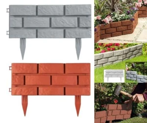 Brick Effect Garden Lawn Edging Plastic Border Plant Fence Outdoor Decor Picket - Picture 1 of 20