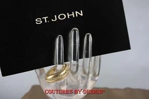 Anillo de cóctel de oro cepillado St John Knits con cristales transparentes de Swarovski 7,0 nuevo con etiquetas - Imagen 1 de 1