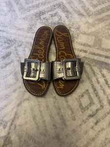 Sam Edelman Granada Baby Boa Schlange Silber Slide Leder Sandalen Größe 9 - Bild 1 von 5