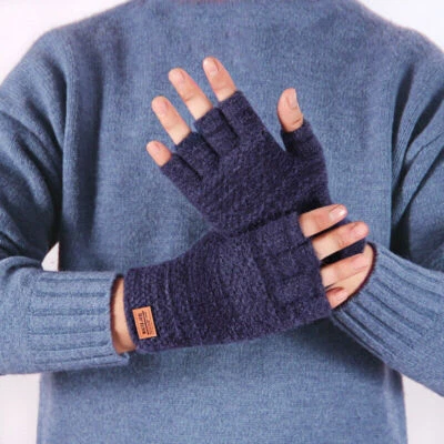 Halbfinger Handschuhe Damen Herren Winter Wärme Gestrickte Arbeitshandschuhe Neu - Bild 1 von 4