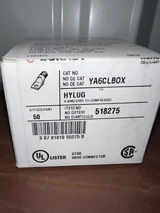 Burndy 518275 YA6CLBOX Compression Terminal, 6 AWG CU *Box of (50)* Sealed Box - Picture 1 of 5