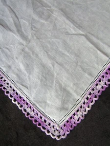 Vintage Crochet Edge Hankie Shades of Purple Lace Handkerchief Hanky 1374 - Picture 1 of 12