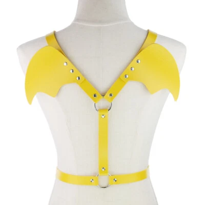 Gothic Punk PU Leather Strap Body Harness Angel Bat Wings Cosplay Bondage Belt - Image 1 of 4