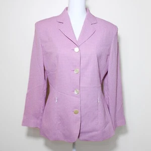 Vintage Guy Laroche Paris Women Lightweight Plaid Blazer Jacket Mauve Size EU 40 - Picture 1 of 8