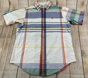 Vintage Mens Polo Ralph Lauren Cotton Hand Woven Plaid Short Sleeve Shirt Large - Picture 1 of 7