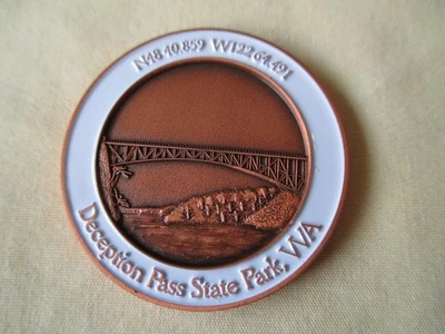 Deception Pass State Park Washington Duncanclan Personal Geocoin Ship Coin - Image 1 of 2