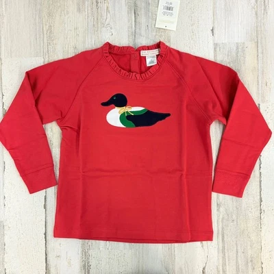 The Beaufort Bonnet Company Mallard Duck Cassidy Ruffle Crewneck Red Girls 6 NWT - Image 1 of 4