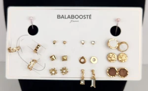 Balabooste' Paris Gold Tone Pierced Earrings Set of 9 / 3 Ear Cuffs NWT - Picture 1 of 4