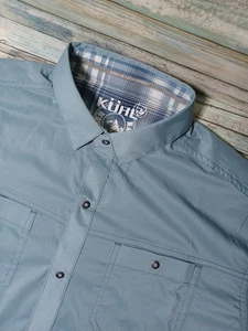 Kuhl Men's Stealth Blue Mist Short Sleeve Shirt, Button-Up, Outdoor NWT - Picture 1 of 6