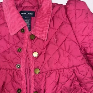 Ralph Lauren Girls Quilted Pink Barn Jacket Lined Embroidered Pony Size 4 4T - Picture 1 of 8