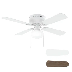 42" Flush Mount Ceiling Fan Matte White Traditional Ceiling Fan with Light & ... - Picture 1 of 7