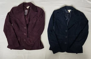 2 Halogen Fitted Cropped Jacken, Fine Wale Cord, Burgundy, Navy, Gr. XS - Bild 1 von 13