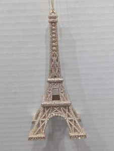 Gold Glitter Paris Eiffel Tower Holiday Tree Ornament 6"x2.5" - Picture 1 of 2