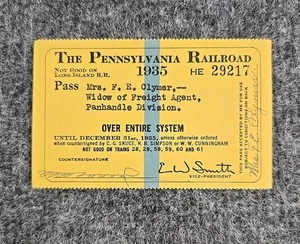 1935 Pennsylvania Railroad System Pass #HE29217 Paper Signed - Picture 1 of 6