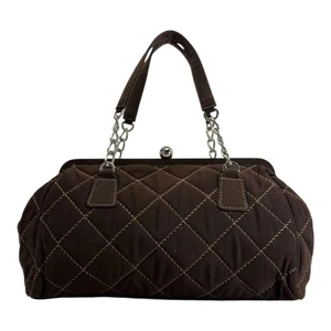 Vintage Y2K 00s Vera Bradley Olivia Quilted Kisslock Handtasche Schultertasche BRAUN - Bild 1 von 19
