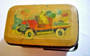 TINDECO TIN LUNCH BOX with Easter Eggs in ANTIQUE TRUCK Yellow Peep in Sailboat - Picture 1 of 8