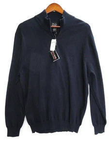 Jos A Bank Signature 1/4 Zip Pullover Sweater Pima Cotton Navy Blue Mens Size XL - Picture 1 of 12