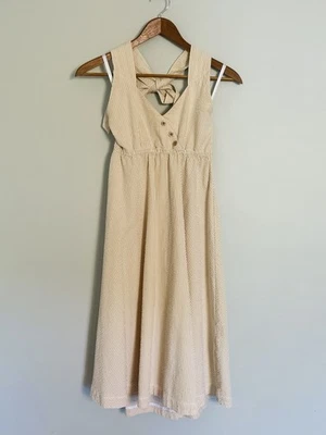 Vestido Midi Tul 100% Algodón Texturizado Boho Rayas Halter Calce N Acampanado Talla M. Foto 1 de 4