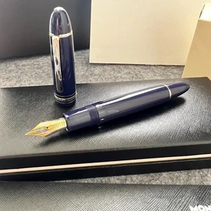 New Montblanc 149 Resin Series Blue Silver Fountain Pen Medium Nib With Pen Box - Picture 1 of 5