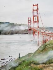 Golden Gate Bridge Art San Francisco Giclee Print Landscape Painting 10x8 Bridal