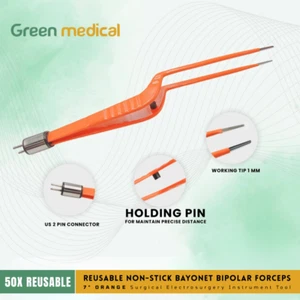 Reusable Non-Stick Bayonet Bipolar Forceps,Orange-7''-New Design surgery tools - Picture 1 of 6
