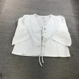 New Meadows Shirt Womens 8 Mahonia Top White Boxy Casual Ladies - Picture 1 of 13