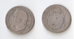 France 2 francs 1869 BB Mint: Strasbourg, Napoleon III - Picture 1 of 1