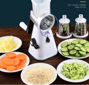 Reibemühle Käsereibe Salatschneider Slicer Reibe Gemüsehobel mit 3 Trommeln DE~ - Bild 1 von 23