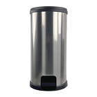 7.9 Gallon Trash Can Plastic Round Step Kitchen Trash Can, Silver
