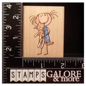 Creative Beginnings Me & My Big Ideas Rubber Stamps KIM GIRL HOLDING CAT #T33 - Picture 1 of 2