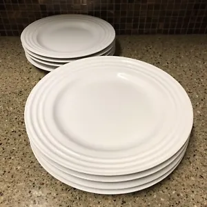 Sets (4) LE CREUSET White Stoneware: Large 12" Dinner Plates or 10" Salad Plates - Picture 1 of 10