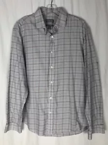 Michael Kors Slim-Fit Stretch Long-Sleeve Plaid Shirt L ( 16 1/2, 34/35) Gray - Picture 1 of 6