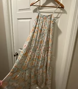 BILLABONG Blue Yellow Floral Print Tiered Maxi Tiered Flowy Dress | Womens Small - Picture 1 of 16