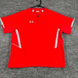 Under Armour Pullover Youth XL Extra Large Red Short Sleeve 1/4 Zip Baseball - Picture 1 of 13