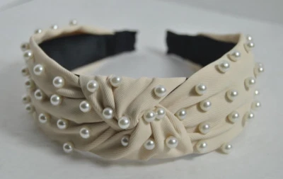 Diadema ancha de perlas sintéticas cruzadas con nudo con lazo para mujer nueva sin etiquetas Foto 1 de 4