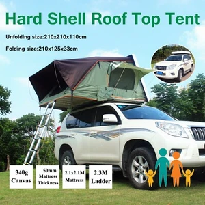 Hard White Shell Aerodynamic Foldable Roof Top Tent Camping Rooftop 2.1x2.1M - Picture 1 of 8