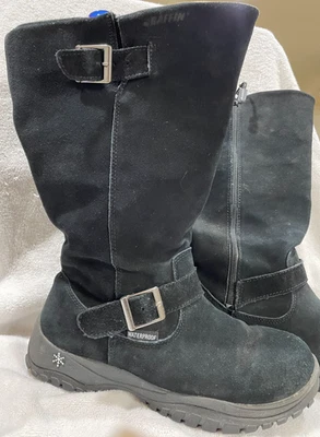 Botas femininas Baffin de camurça preta alta na panturrilha Charlee tamanho 10 couro em excelente estado usado - Imagem 1 de 4