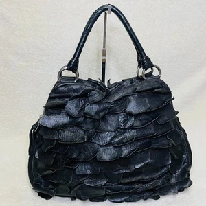 Vintage Miu Miu Schultertasche Handtasche Rüschen Leder schwarz Y2K Tote Archive Bag - Bild 1 von 12