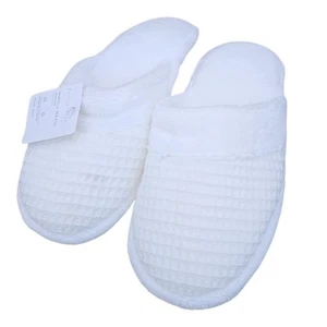 Neu mit Etikett Pottery Barn weiß Waffelmuster Slipper Gummisohle Baumwollmischung Medium - Bild 1 von 8