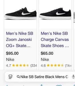 Nike SB Satire Black Canvas Trainers Sneakers Gray Skateboard 555380-001 8.5 - Picture 1 of 8