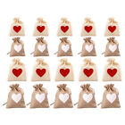  20 Pcs Love Sack Imitation Linen Heart Wrapping Bag Drawstring Christmas Gift