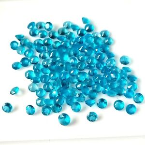 Apatite 2.5 mm Round Shape Blue Neon Apatite Natural Faceted Wholesale Gemstone