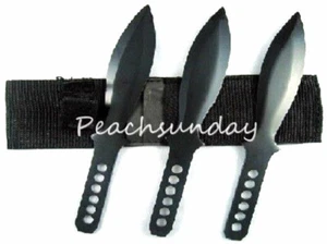 Set of 3 6" Wing Style Black Throwing Knives, Stainless Steel Blade Nylon Pouch - Picture 1 of 1