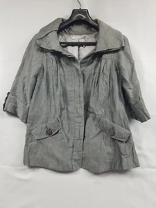 Classiques Entier Atelier Gray Cocktail Linen Button Up Blazer Jacket Size Small - Picture 1 of 13