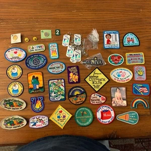 Mega Lot Of 30 Vintage Girl Scout Patches, 5 Pins & 5 Necklaces San Diego Y2K - Picture 1 of 24