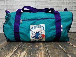 Vintage 90er Charlotte Hornets Seesack NBA Basketball Fitnessstudio Training 20" x 9" x 9 - Bild 1 von 13