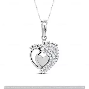 0,13 kt natürlicher I2 H Diamant Herz Anhänger 18" Halskette 10 K massives Weißgold - Bild 1 von 12