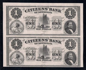 Uncut Pair, New Orleans, LA, $1, Obsolete, “The Citizens Bank of Louisiana”! - Picture 1 of 4