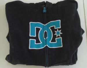 DC zip up dark gray hoodie with teal logo child 8/10 - Picture 1 of 13